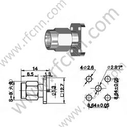 Connettore RF Micro-Strip RF per montaggio a flangia a 4 fori maschili SMA