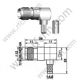 Angolo retto femminile TNC per connettore RG58 RF