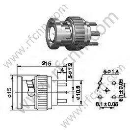 BNC maschio per connettore PCB RF