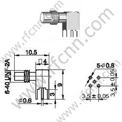 Angolo retto SSMC femminile per connettore PCB RF