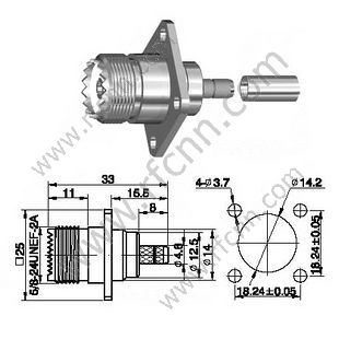 Flangia di crimpatura femminile UHF per connettore RG58 RF