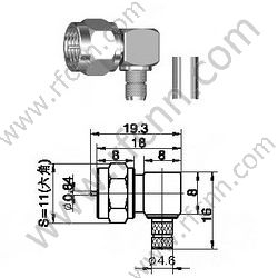F Connettore RF ad angolo retto per 3C-2V