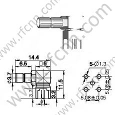 Angolo retto femminile SMB per connettore PCB RF