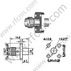 Flangia a 4 fori di crimpatura femminile SMA per connettore RG405 RF