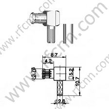 Angolo retto crimpatico maschio MCX per connettore RG174 RF