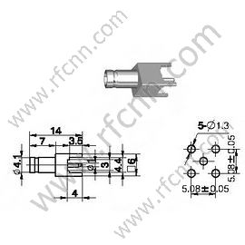 1.0 / 2.3 Dritto femminile per connettore PCB RF