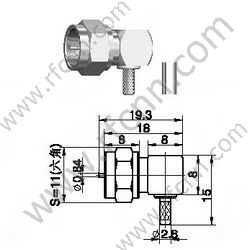 F Connettore RF ad angolo retto per RG179