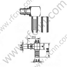 Angolo retto a crimpare maschio MMCX per connettore RG174 RF
