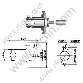 BNC Crimp Flowems Flange Mount per connettore RG174 RF