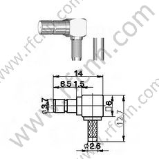 Angolo retto a crimpare femminile SMB per connettore RG174 RF
