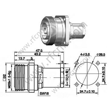 FLANGE DIN 7/16 FLING FLING PER CONNETTORE RF RF 3/8 "SUPER FLESSIBILE