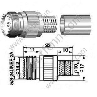 UHF Female Crimp per connettore RG213 RF