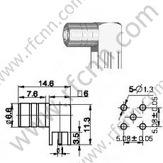Angolo retto femminile SMB per connettore PCB RF