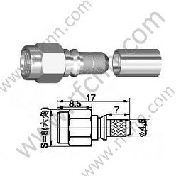 Crimpatura maschile SMA per connettore RG58 RF