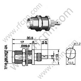 Montaggio del pannello della paratia femminile TNC per connettore RG196 RF
