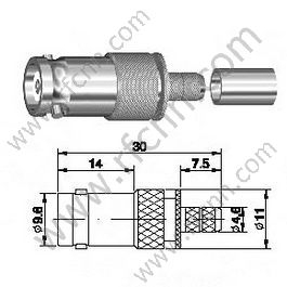 BNC Crimp Femmina per connettore RG58 RF