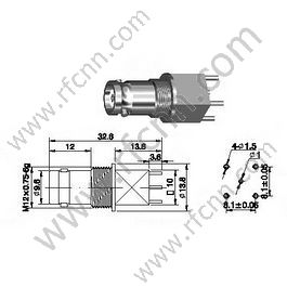 BNC femmina per connettore PCB RF