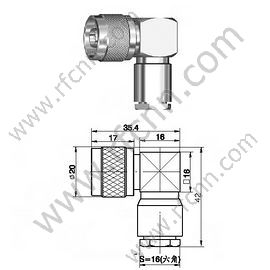 N Angolo retto del morsetto maschile per connettore RG213 RF