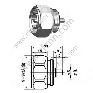 DIN 7/16 MASCHIO PER CONNETTORE RF RF SEMI-RIGIDO RG402