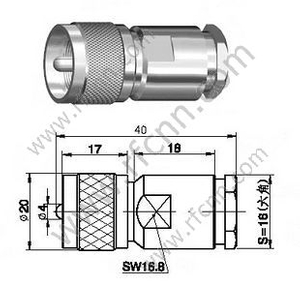 Morsetto maschio UHF per connettore RG213 RF