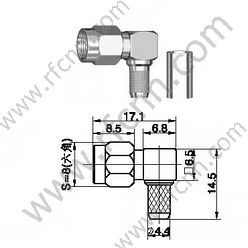 Angolo retto crimpatico maschio SMA per connettore RG223 RF