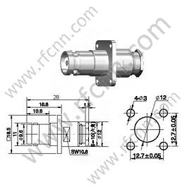 Flangia di morsetto femminile BNC per connettore RG174 RF