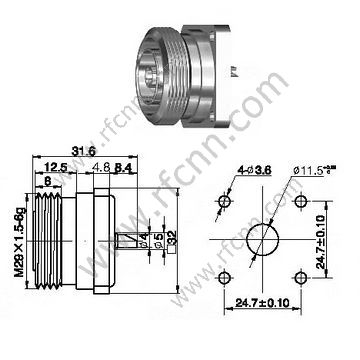 DIN 7/16 Connettore FLANGE FLANGE FLANGE DIN 7/16