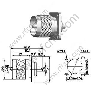 Connettore RF di montaggio maschile UHF