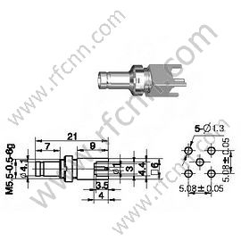 1.0 / 2.3 Dritto femminile per connettore PCB RF