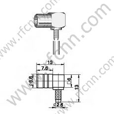 Angolo retto crimpatico maschio SMB per connettore RG174 RF