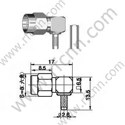 Angolo retto crimpatico maschio SMA per RG174, connettore RG316 RF
