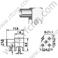 Angolo retto femminile MCX per connettore RF PCB
