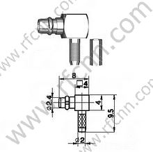 Angolo retto a crimpare maschio MMCX per connettore RG178 RF