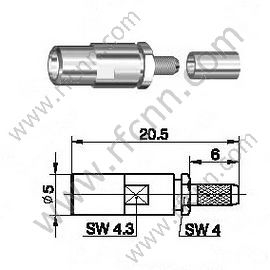 SSMB Maschio per connettore RG174 RF