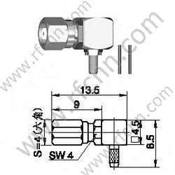 Angolo retto crimpatico maschile SSMC per connettore RG178 RF