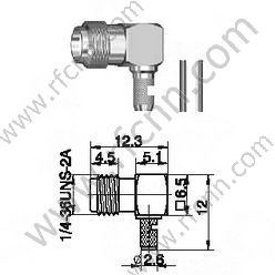 Angolo retto crimpatico femminile SMA per connettore RG58 RF