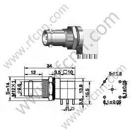 Angolo retto femminile BNC per connettore RF PCB