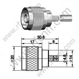 N Maschio per connettore LMR200 RF