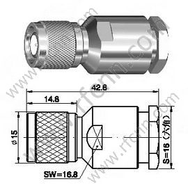 Morsetto maschio TNC per connettore RG213 RF
