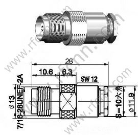 Morsetto femminile TNC per connettore RG58 RF