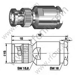 Morsetto maschio BNC per connettore RG213 RF