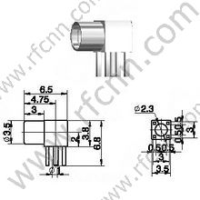Angolo retto femminile MMCX per connettore PCB RF