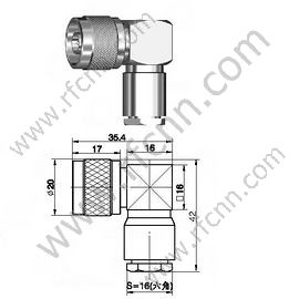 N Angolo retto per morsetto maschile per connettore RG214 RF