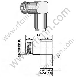 N angolo retto a morsetto femminile per connettore RG58 RF