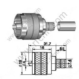 UHF maschio Crimp per il connettore LMR300 RF