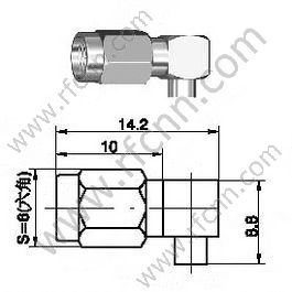Angolo retto crimpatico maschio SSMA per connettore RG405 RF