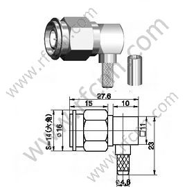 Angolo retto maschio TNC per connettore RG142 RF