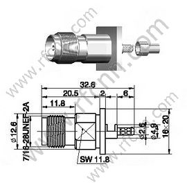 Flangia femminile TNC per connettore RG174 RF