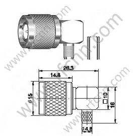 Angolo retto maschio TNC per connettore RG58 RF
