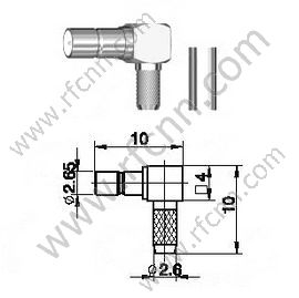 Angolo retto femminile SSMB per connettore RG174 RF